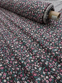 Импорт. хлопок "Цветочный вьюнок на шоколадном", ш.1.5м, хлопок-100%, 105гр/м.кв