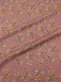 Штапель Премиум "Цветочный ветерок" цв.бруснично-кофейный, ш.1.45м, вискоза-100%, 120гр/м.кв