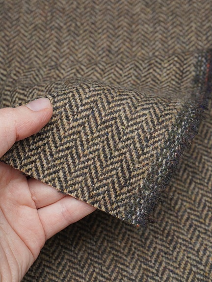 Шерсть пальтово-костюмная Твид "Елочка" цв.коричневый, ш.1.5м, шерсть-50%, п/э-50%, 320гр/м.кв