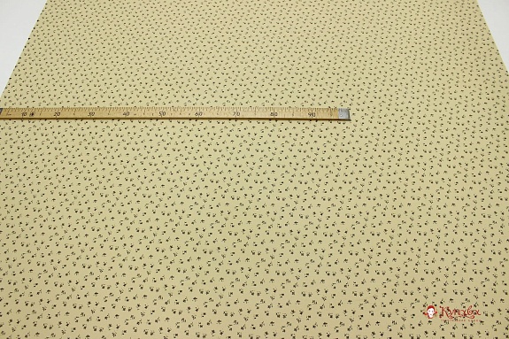 Теплый хлопок "Цветочки - мотылечки" цв.желто-песочный, ш.1.48м, хлопок-100%, 160гр/м.кв