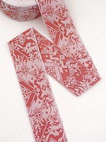 Жак.лента 70мм Красная макошь под вышивку на белом