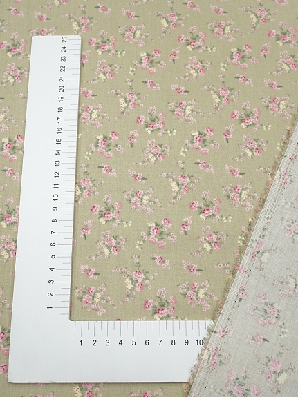 Сатин "Крошечная нежность" цв.св.оливково-серый, ш.2.35м, хлопок-100%, 110гр/м.кв