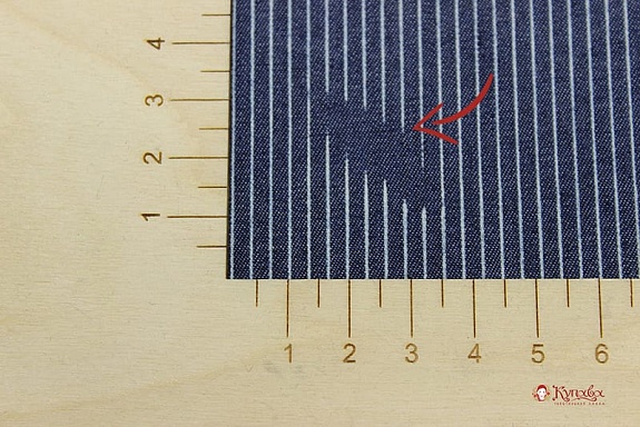 Джинсовая ткань"Тонкая полоска на чернильной джинсе", СОРТ2, ш1.48м, хл.-85%,п/э-15%,140гр/м.кв