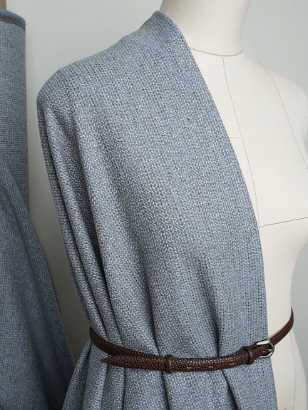 Шерсть пальтово-костюмная Твид "Елочка" цв.серо-голубой, ш.1.5м, шерсть-20%, п/э-80%, 370гр/м.кв