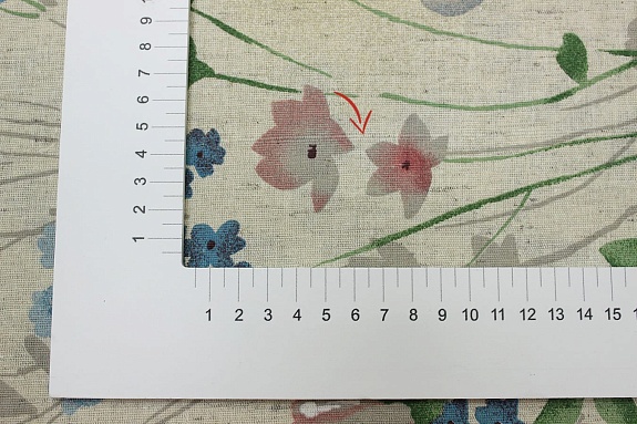 Полулен "Живописная лужайка" цв.джинс (на суровом), СОРТ2, ш.2.2м, лен-30%, хлопок-70%, 150гр/м.кв