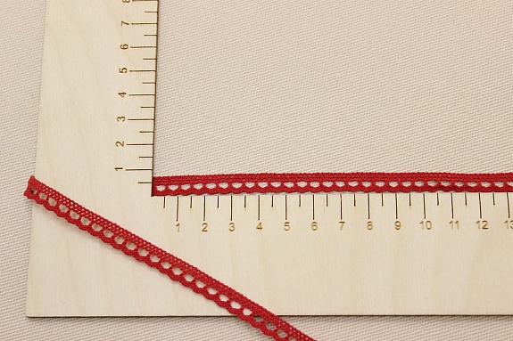 Кружево цв.красный, ш.08мм, хлопок-90%, п/э-10%