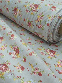 Поплин "Букеты роз на сером", СОРТ2, ш.1.5м, хлопок-100%, 90гр/м.кв
