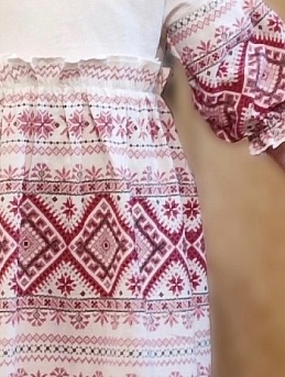 Детское платье в русском стиле из рогожки "Каравай"