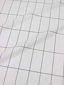Поплин "Клетка - прямоугольник на белом", ш.2.2м, хлопок-100%, 110гр/м.кв