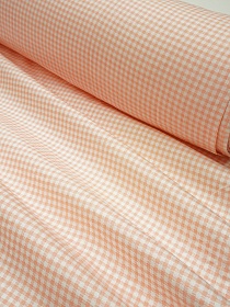 Сатин "Мелкая клетка виши" цв.персиковый, ш.1.60м, хлопок-100%, 110гр/м.кв