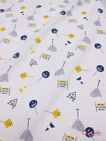 Поплин "Стройка-знаки", (комп), ш.2.2м, хлопок 100%, 105гр/м.кв