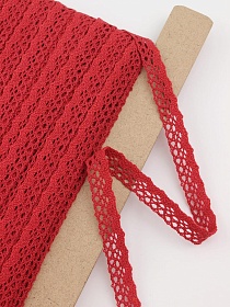 Кружево цв.красный, ш.12мм, хлопок-90%, п/э-10%, рис.078/16