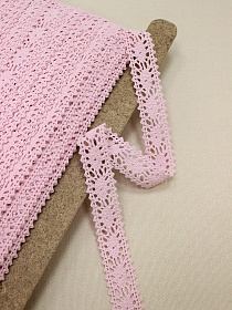 Кружево цв.нежно-розовый, ш.20мм, хлопок-90%, п/э-10%#015329