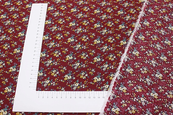 Штапель "Татьянин день" цв.вишневый, ш.1.43м, вискоза-100%, 110гр/м.кв