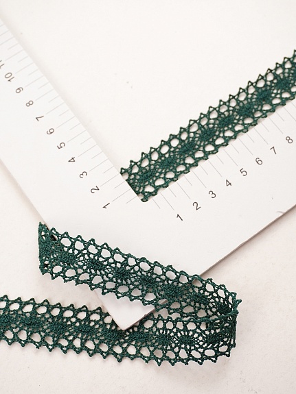 Кружево цв.темный хвойно-зеленый, ш.19мм, хлопок-90%, п/э-10%, 10м, рис.047/33