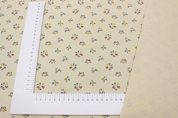 Мерный лоскут(ткань в отрезах ) - Теплый хлопок "Милые букетики" цв.палевый, ш.1.5м, хлопок-100%