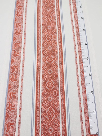 Холст полотенечный жаккард "Вышивка" цв.красный, ш.0.5м, лен-30%, хлопок-70%, 210гр/м.кв