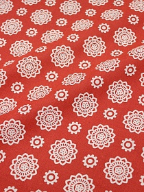 Полулен "Солнышки под набойку" цв.красно-терракотовый, ш.1.5м, лен-30%, хлопок-70%, 147гр/м.кв