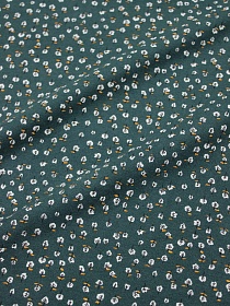 Теплый хлопок "Мелкие белые листочки на темно-хвойном", ш.1.5м, хлопок-100%, 150гр/м.кв