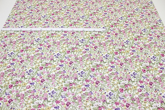 Сатин "Богатство цветов" цв.фуксия, ш.1.60м, хлопок-100%, 110гр/м.кв