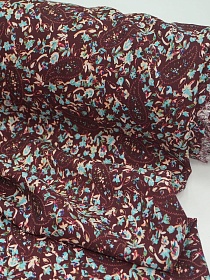 Штапель Премиум Цифр.печать "Энжела" цв.вишневый, ш.1.45м, вискоза-100%, 120гр/м.кв