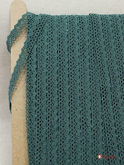 Кружево цв.винтажная зеленая морская волна, ш.16мм, хлопок-90%, п/э-10%