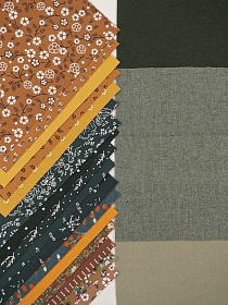 Набор тканей для рукоделия "Теплый хлопок: Горчично-зелёная гамма", 20*20 см, 20 шт