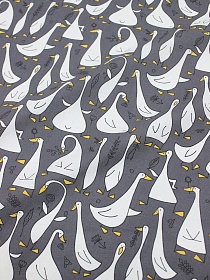 Полулен "Гусиная история" цв.темно-серый, ш.1.5м, лен-30%, хлопок-70%, 147гр/м.кв