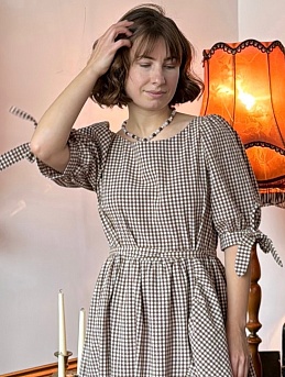 Платье из вареного хлопка "Клетка (0.4*0.4см)"