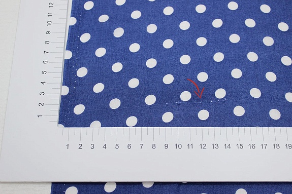 Штапель "Белый горох (9мм)" цв.винтажно-синий, СОРТ2, ш.1.42м, вискоза-100%, 90гр/м.кв