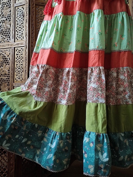 Ярусное платье из штапеля, сатина и плательного хлопка