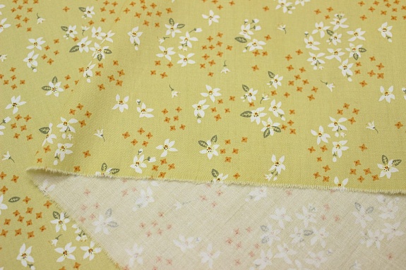 Сатин "Аромат жасмина" цв.св.винтажно-горчичный, ш.2.35м, хлопок-100%, 110гр/м.кв