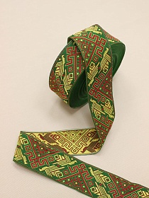 Жак.лента 49мм Желтые птицы на зеленом