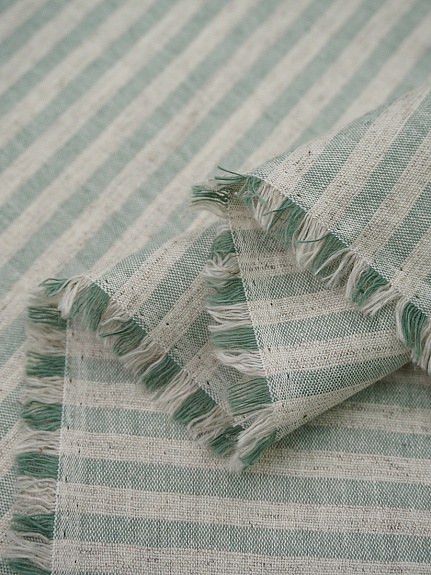 Полульняной перкаль постельный "Полоска (0,5см*0,5см)" цв.морозно-зеленый меланж, (комп), ш.2.2м, лен-30%, хлопок-70%, 120гр/м.кв