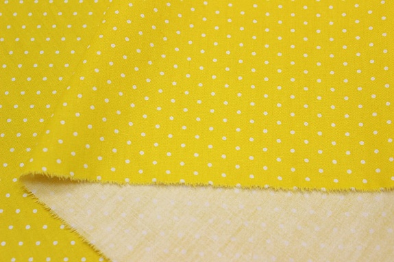 Сатин "Белое пшено на солнечно-желтом", ш.1.60м, хлопок-100%, 110гр/м.кв