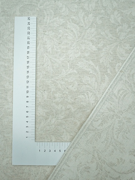 Полульняной жаккард "Перепев" цв.бежево-молочный, ш.1.6м, лен-50%, хлопок-50%, 210гр/м.кв