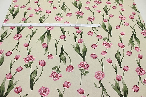 Полулен поэма "Аромат весны" (на суровом), ш.1.5м, лен-30%, хлопок-70%, 155гр/м.кв