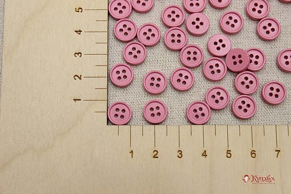 Пуговица пластмасса, цв.жемчужная роза, 10мм, 4 отверстия