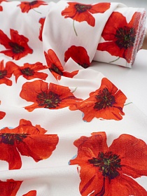 Лен с вискозой (Digital) "Маковое зарево" цв.белый, ш.1.35м, лен-70%, вискоза-30%, 170гр/м.кв