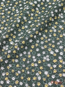 Плательный хлопок с микр.начесом "Мелкие цветочки на темно-зеленом", ш.1.5м, хлопок-100%, 180гр/м.кв