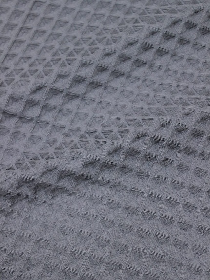 Вафельное премиум-полотно "Бохо" цв.серый с бирюзовым оттенком, ш.1.5м, хл-100%, 240гр/м.кв