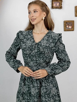 Платье из Теплого хлопка "Букеты пионов"