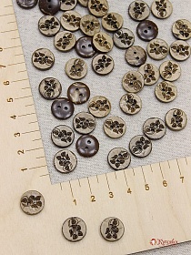 Пуговица кокос, Листочки,13мм, 2 отверстия