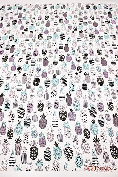 Поплин "Ананасы - пэчворк на белом", ш.2.2м, хлопок-100%, 115гр/м.кв