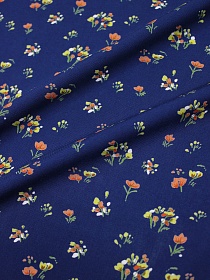 Штапель Премиум "Аленький цветочек" цв.темно-синий, ш.1.44м, вискоза-100%, 120гр/м.кв