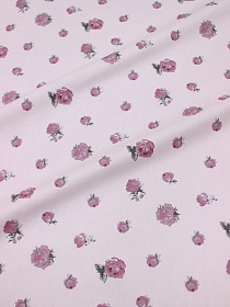 Сатин "Величие роз - цветочки" цв.нежно-розовый жемчуг, ш.1.6м, хлопок-100%, 110гр/м.кв