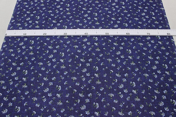 Мерный лоскут (ткань в отрезах) - Ситец "Василек на чернильно-синем", ш.0.8м, хл-100%, 100гр/м.кв