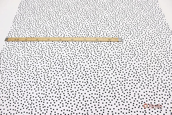 Штапель "Россыпь черного гороха (7мм)" цв.белый, СОРТ2, ш.1.43м, вискоза-100%, 90гр/м.кв