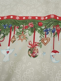 Мерный лоскут (ткань в отрезах) Рогожка "Новогодние украшения", ш.1.5м, хлопок-100%, 150гр/м.кв