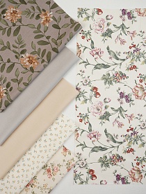 Набор тканей для рукоделия "Сатин: Цветочный шлейф", 45*30 см, 6 шт